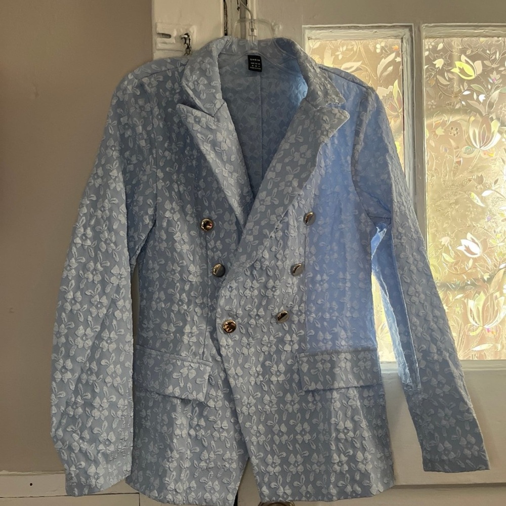 Blue blazer with accents and buttons size medium